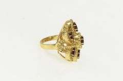 14K Yellow Gold Oval Garnet Filigree Statement Cocktail Ring