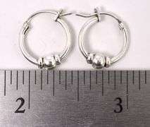 Beaded Hoop Earrings In Sterling Silver