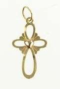 14K Yellow Gold Cross Faith Heart Love Symbol Charm/Pendant