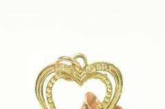 14K Yellow Gold Two Tone Bow Heart Love Symbol Valentine Charm/Pendant