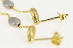 14K Yellow Gold Tri Tone Chain Dangle Drop Vintage Statement Earrings