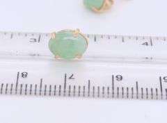 Fantastic Yellow Gold Oval Jade Stud Earrings