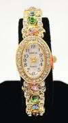 Ladies Geneva & Gemstone Watch, 18kt Yellow GP Cuff