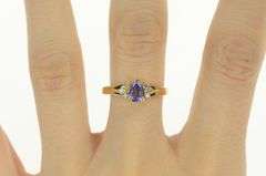 14K Yellow Gold Pear Tanzanite Diamond Engagement Ring