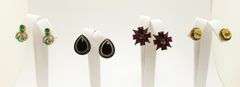 GROUP LOT OF 4X GEMSTONE AND DIAMOND EARRINGS