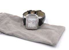 Michele Deco Diamond Mop Black Leather Strap Watch