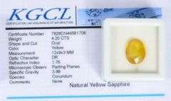 CERTIFIED 4.20 CARAT OVAL CUT NATURAL YELLOW SAPPHIRE