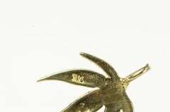 14K Yellow Gold Diamond Cut Leaf Plant Botanical Charm/Pendant