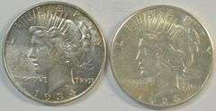 Real flashy 1926 and 1934 Peace Silver Dollars. Nice
