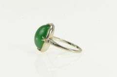 10K White Gold Art Deco Vintage Nephrite Cabochon Statement Ring