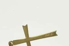 14K Yellow Gold Christian Faith Cross Symbol Classic Pendant