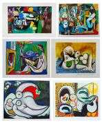Extremely Rare Group Lot of 6 Pablo Picasso Hand Signed Estate Artworks