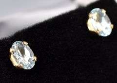 Blue Topaz Stud Earrings In Sterling Silver