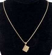 Faithful Holy Bible Pendant Necklace in 14K Yellow Gold