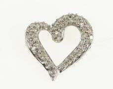 10K White Gold Pave Diamond Encrusted Heart Valentine Charm/Pendant