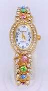 LADIES GENEVA & GEMSTONE WATCH-18KT GP