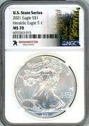 2021 US State Series (Washington) American Silver Eagle in NGC MS70