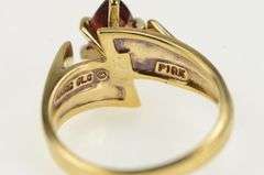 10K Yellow Gold Marquise Garnet Solitaire Vintage Bypass Ring