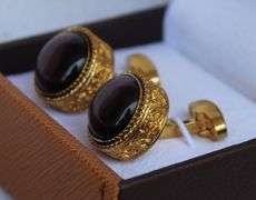 Golden color Jeweled Style Cufflinks By Carelli