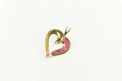 14K Yellow Gold Syn. Ruby Diamond Heart Love Symbol Pendant