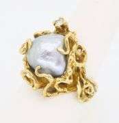 Baroque Pearl & Diamond Cocktail Ring