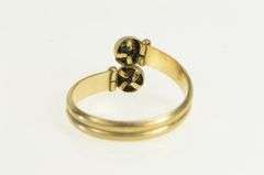 14K Yellow Gold Black Onyx Round 60's Ornate Bypass Wrap Ring