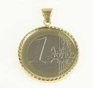 14K Yellow Gold 2002 1 Euro Coin Bezel Statement Pendant