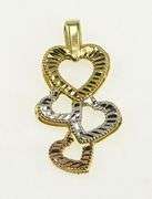 10K Yellow Gold Tri Tone Diamond Cut Heart Love Symbol Pendant
