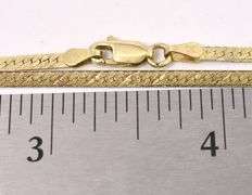 Vermeil Herring Bone Chain Necklace In Sterling Silver
