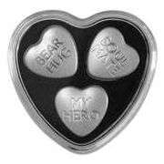 GROUP LOT OF 3x SWEETHEARTS CANDY PAMP SUISSE 3-HEART SET- 90.0 GRAMS OF .9999 FINE SILVER