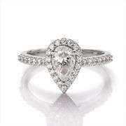 Sparkling 1 Ct Pear Cut White E-F Moissanite Ring