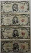 1963 $2 Two Dollar Red Seal Lincoln Bank Note US Bill (lot of 4)