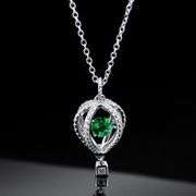 14k White Gold Plated Lab Emerald Pendant