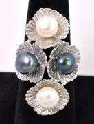 Pearl Flower Ring In Sterling Silver