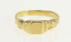 14K Yellow Gold Art Deco Monogrammable Baby Signet Initial Ring