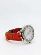 Beautiful Mother of Pearl & Gemstone Watch-Orange Genuine Leather Band