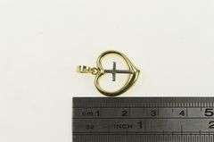 10K Yellow Gold Two Tone Heart Cross Christian Faith Love Pendant