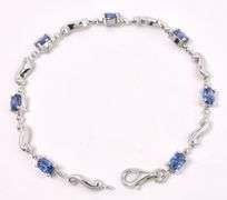 Blue Gemstone Fancy "S" Link Bracelet In Sterling Silver