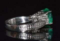 COLOMBIAN EMERALD AND DIAMOND RING IN SOLID PLATINUM