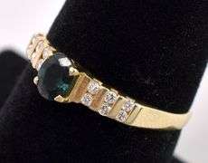 Adorable Blue Sapphire And Diamond Ring In 14K Yellow Gold
