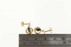 14K Yellow Gold Marquise Natural Sapphire Round Dangle Earrings