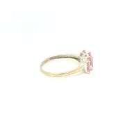 10K White Gold Emerald Cut Pink Topaz Three Stone Statement Ring