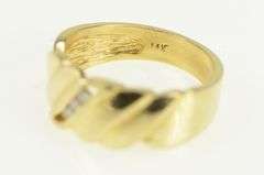 14K Yellow Gold Diamond Inset Wavy Design Men's Wedding Ring
