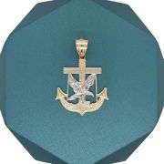 14K YELLOW AND WHITE GOLD ANCHOR & EAGLE CHARM WITH CHAIN