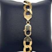 14K YELLOW GOLD FLAT MIAMI CUBAN LINK CHAIN BRACELET 12MM