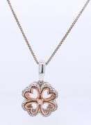 Set of Sterling Silver Flower Pendant on Chain with Matching Earrings
