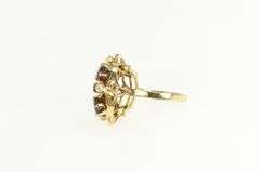 14K Yellow Gold Victorian Garnet Pearl Accent Vintage Cocktail Ring