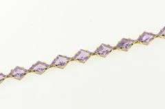 14K Yellow Gold Retro Lozenge Cut Amethyst Vintage Tennis Bracelet