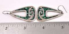 Green Malachite Inlay Dangle Earring In Sterling Silver