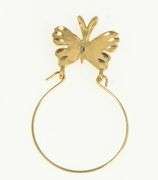 14K Yellow Gold Butterfly Diamond Cut CharmHolder Loop Pendant